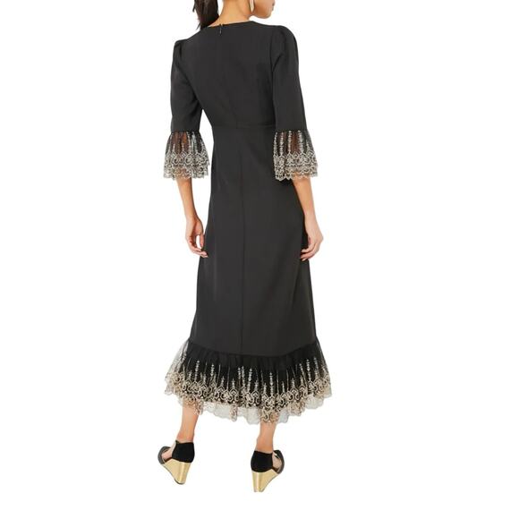 New Tuckernuck Pomander Place Gold Lace Lillith Midi Dress Sz Large 1543-D - Picture 3 of 13